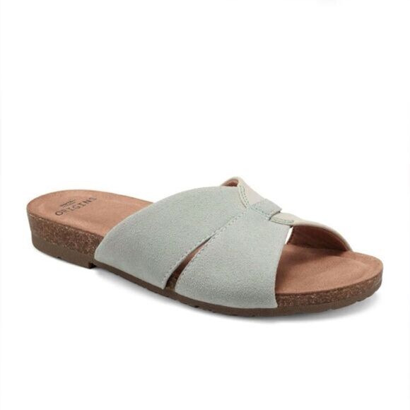 Earth Origins Lexi Seafoam Green Suede Sandals - Picture 1 of 6